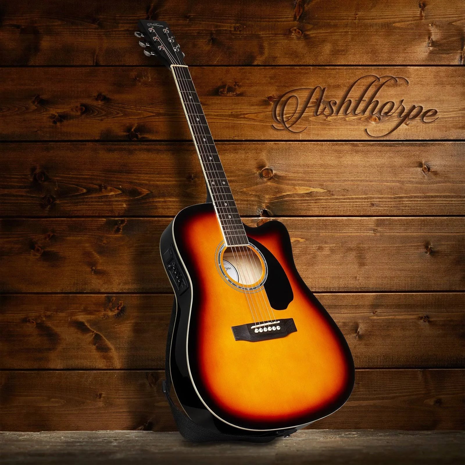 Full-Size Cutaway Thinline Acoustic-Electric Guitar Package K48957