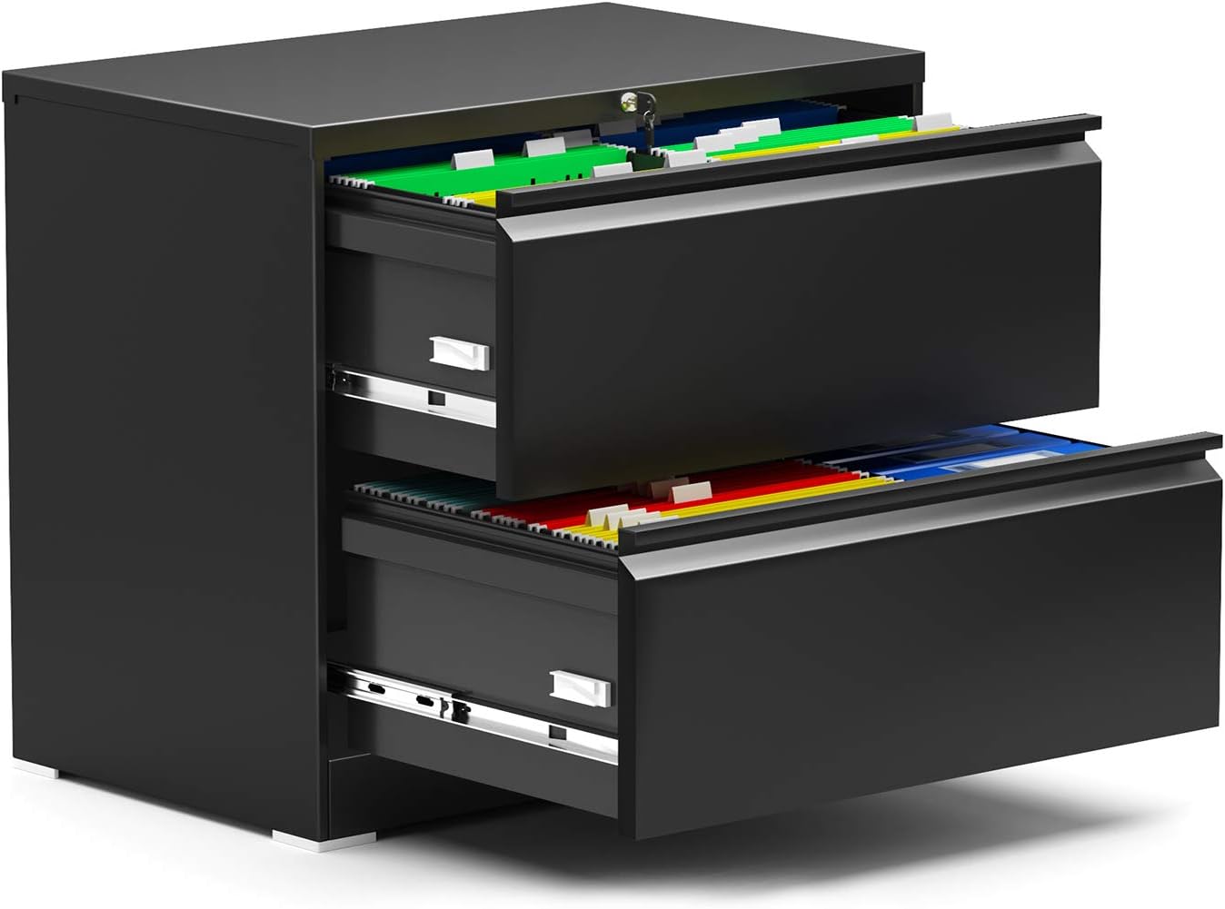 2 Drawer Black Metal Lateral File Cabinet W4594
