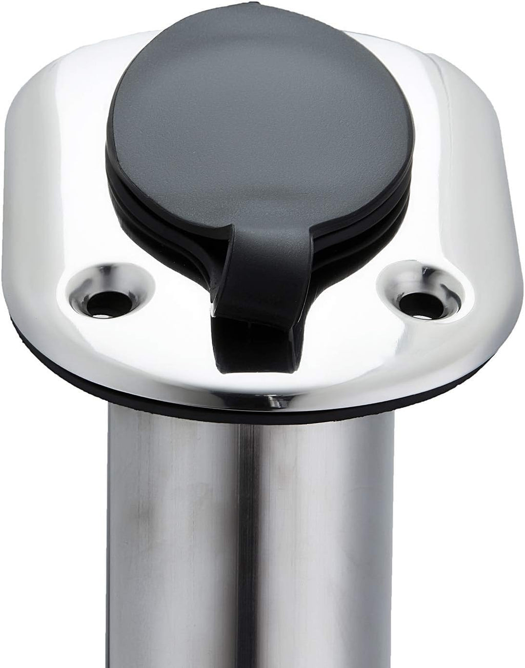 Stainless Steel 30 Degree Flush Mount Boat Fishing Rod Holder with Rubber Cap, PVC Liner & Gasket Pack of 2 Q6843