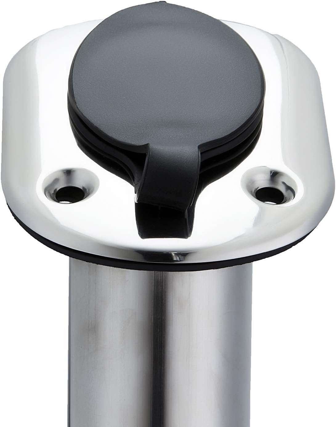 Stainless Steel 30 Degree Flush Mount Boat Fishing Rod Holder with Rubber Cap, PVC Liner & Gasket Pack of 2 Q6843