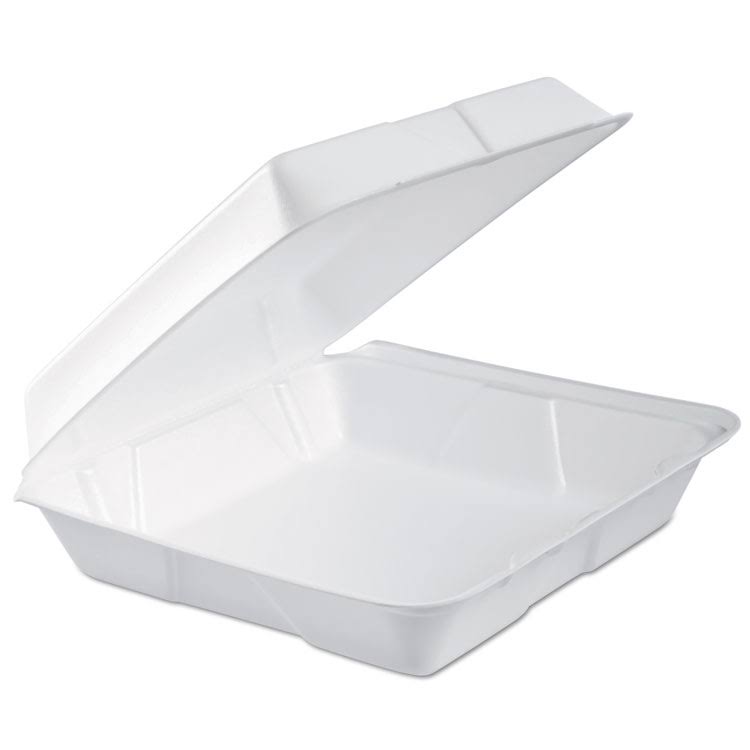 Foam Hinged Lid Container, 1-Comp, White, 100/Bag E445