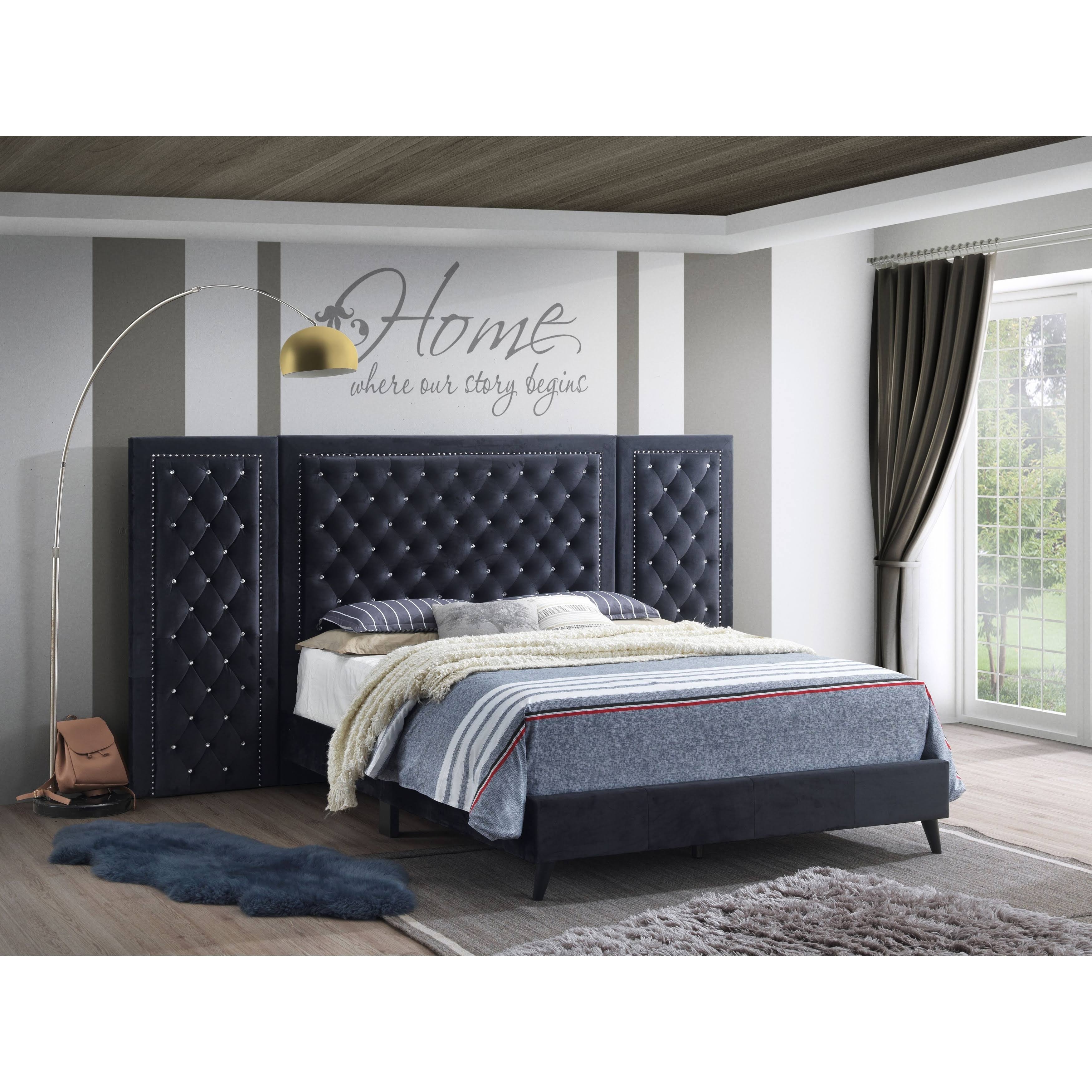 Navy Velvet Queen Side Panel B673005