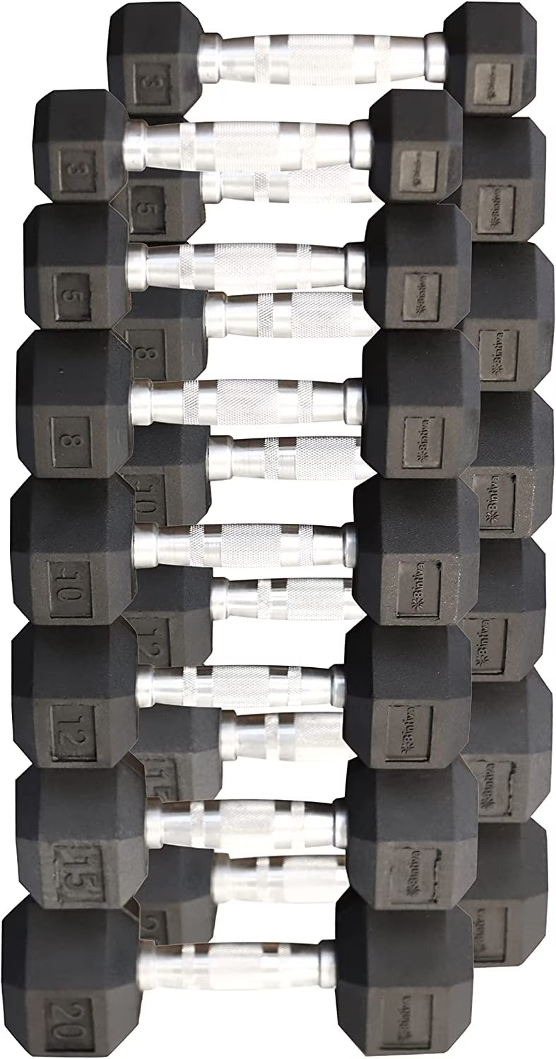 Rubber Coated Hexagon Dumbbells Pairs Encased Hand Weights Y946383