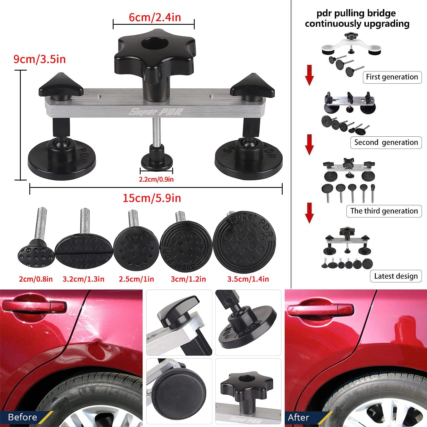 Paintless Auto Dent Removal Tools Set with Dent Pull Tabs H945
