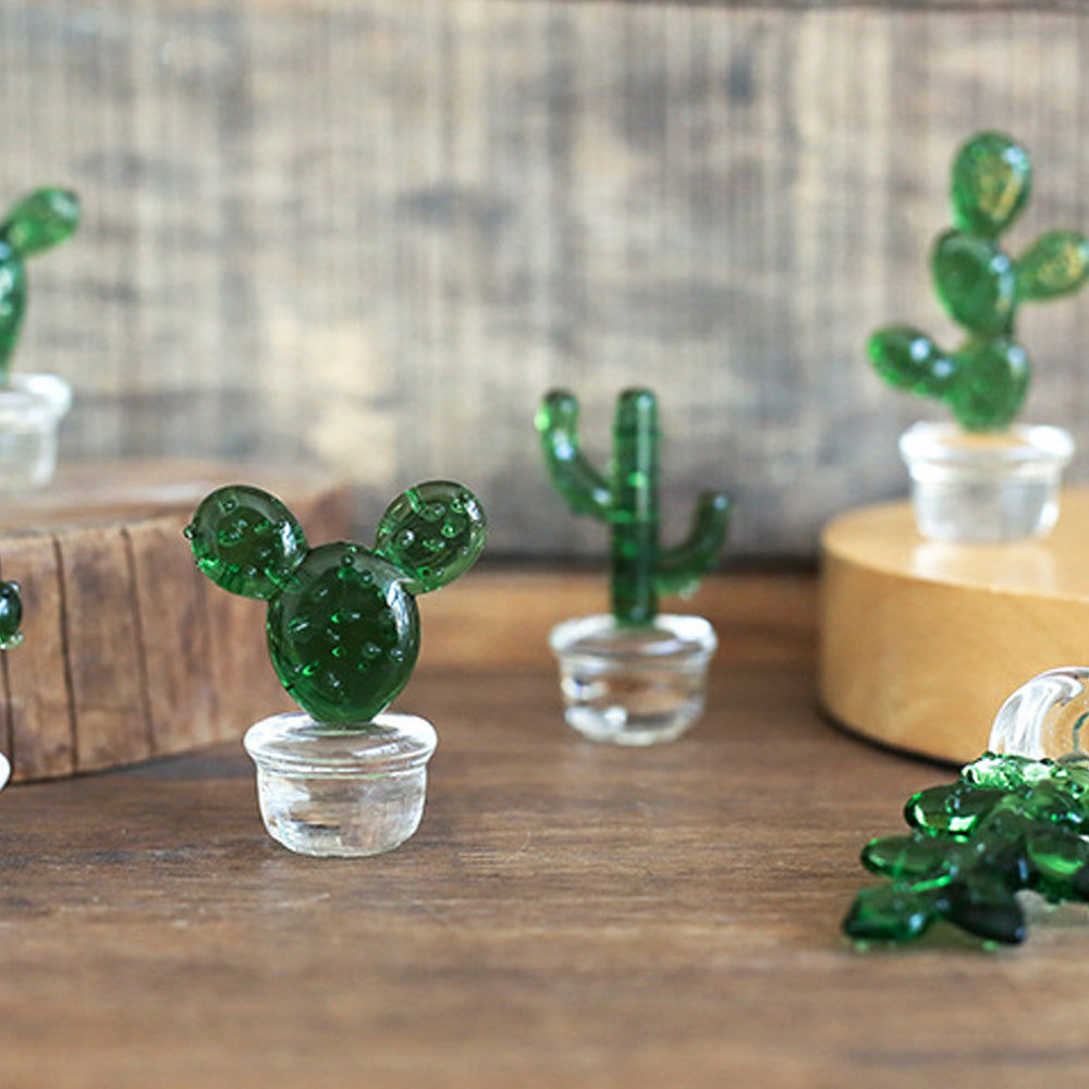 Handmade Blown Glass Cactus Figurines Desk Decorations V448152