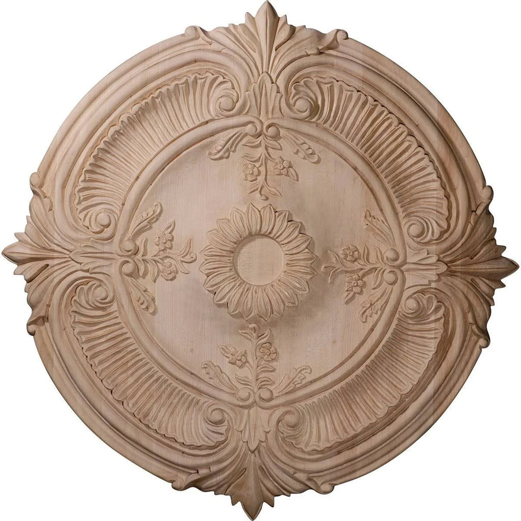 20-inch OD x 1 3/4-Inch P Carved Acanthus Leaf Ceiling Medallion Red Oak U22886