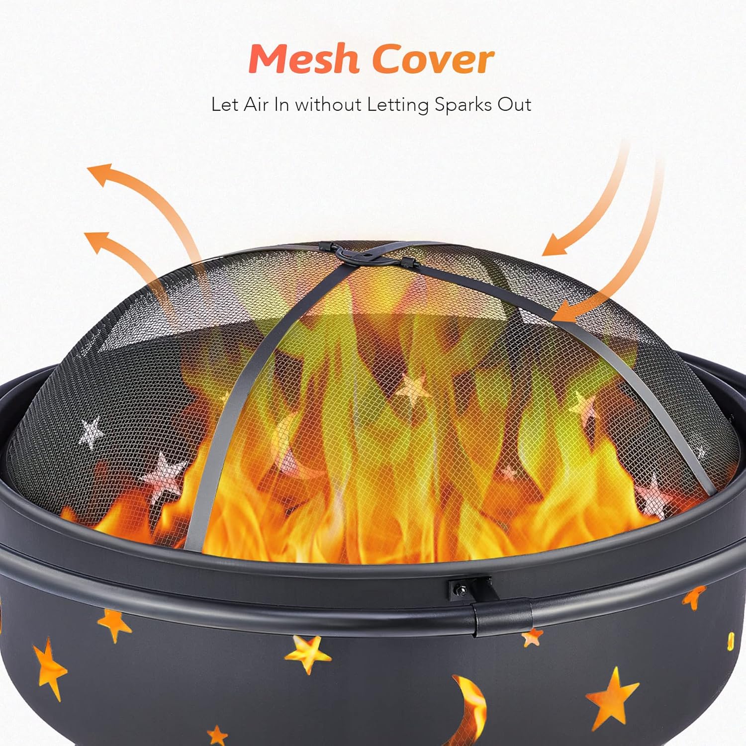 36 Inch Wood Burning Fire Pit with Spark Screen Poker Waterproof Cover Q2333