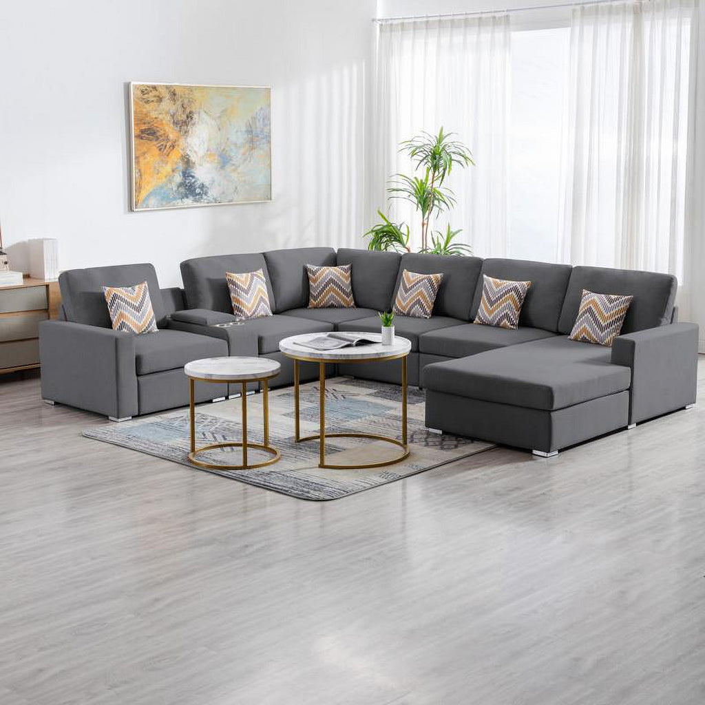 Gray Fabric Reversible Sectional F6546