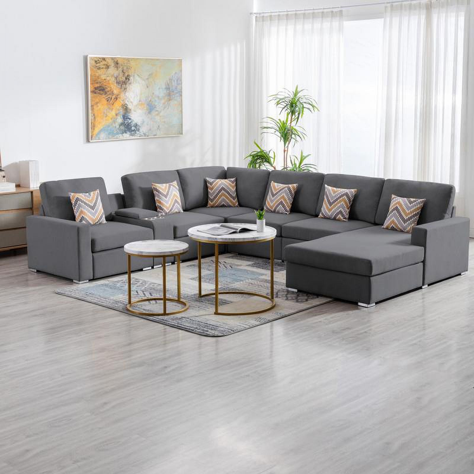 Gray Fabric Reversible Sectional F6546