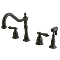 Oil Rubbed Bronze Double Handle Widespread Kitchen Faucet with Brass Sprayer M623898