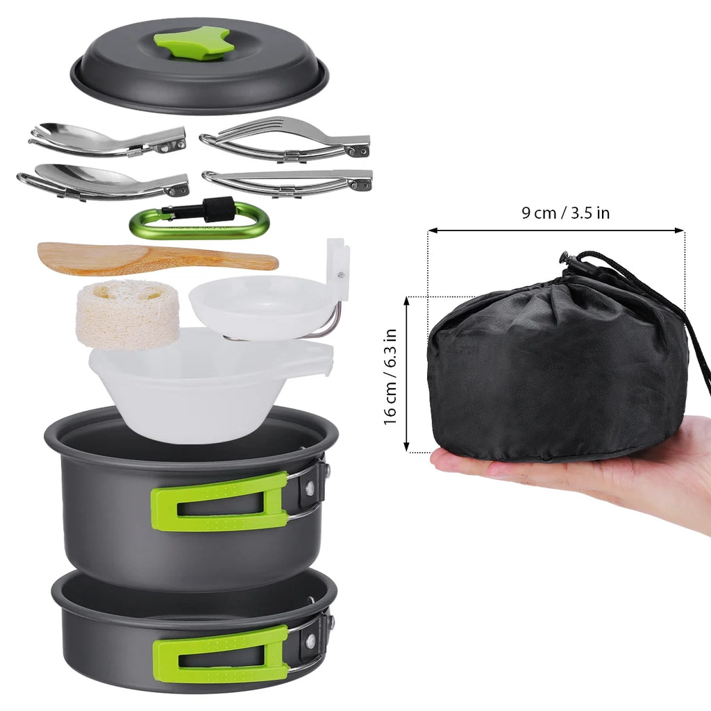 15 Pcs Non Stick Camping Cookware Set Q273