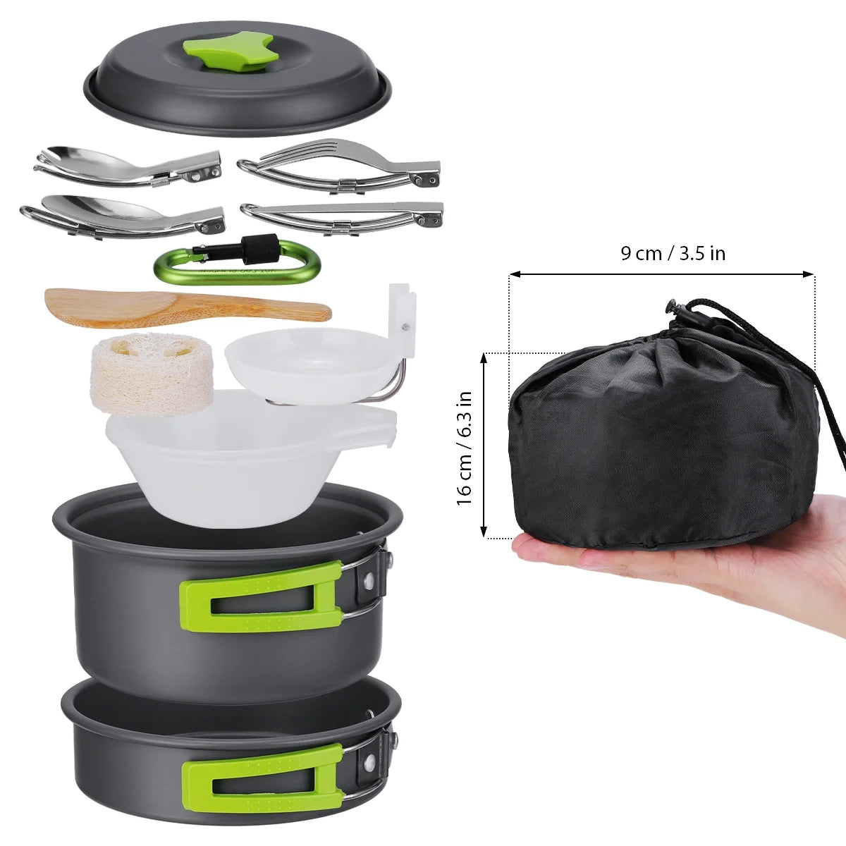 15 Pcs Non Stick Camping Cookware Set Q273