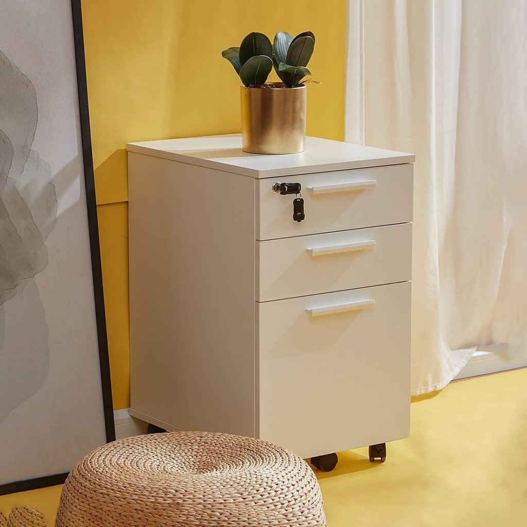 White 3-Drawer Lock Filing Cabinet O5390