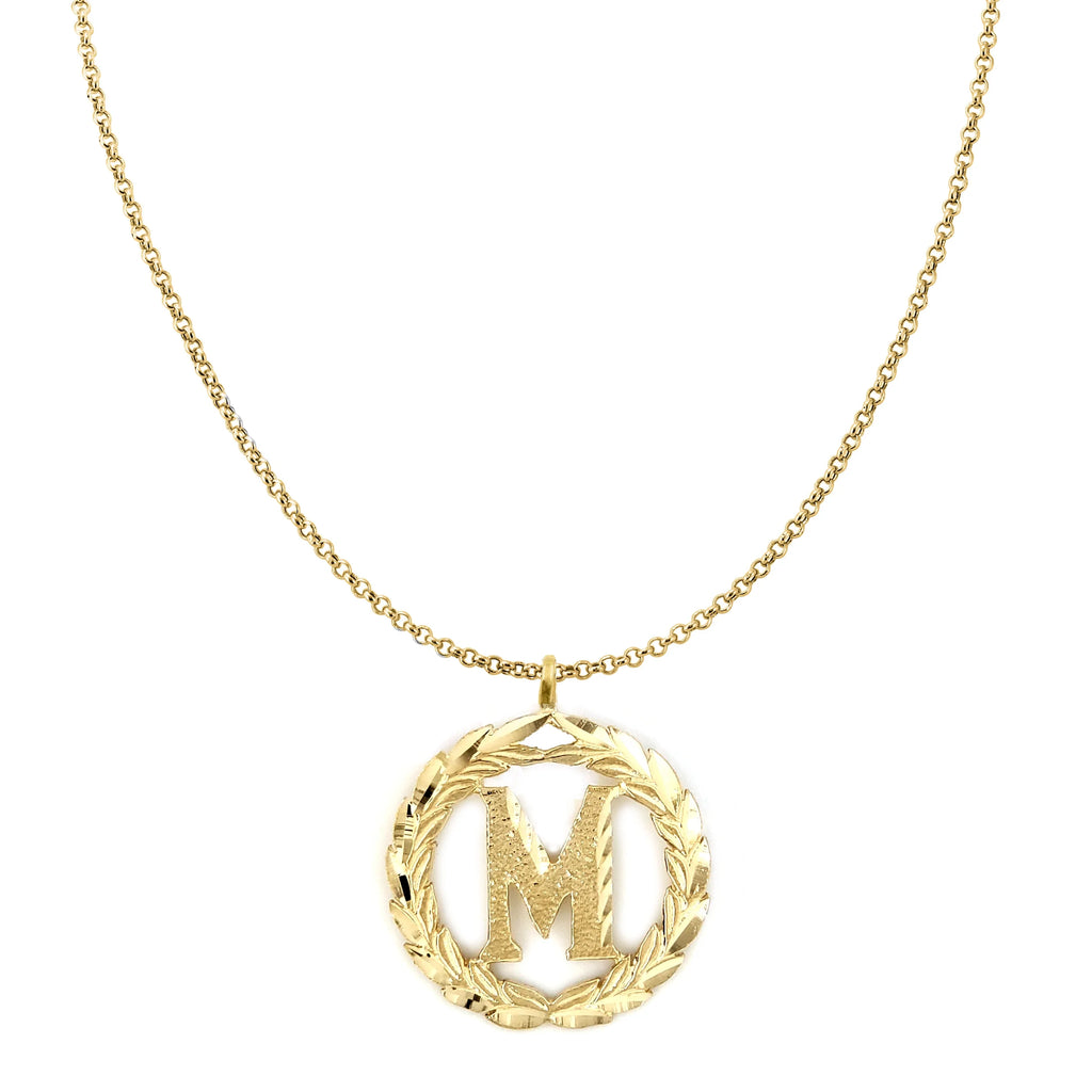 14K Yellow Gold Initial 'M' Pendant Necklace with 20" Chain W850111