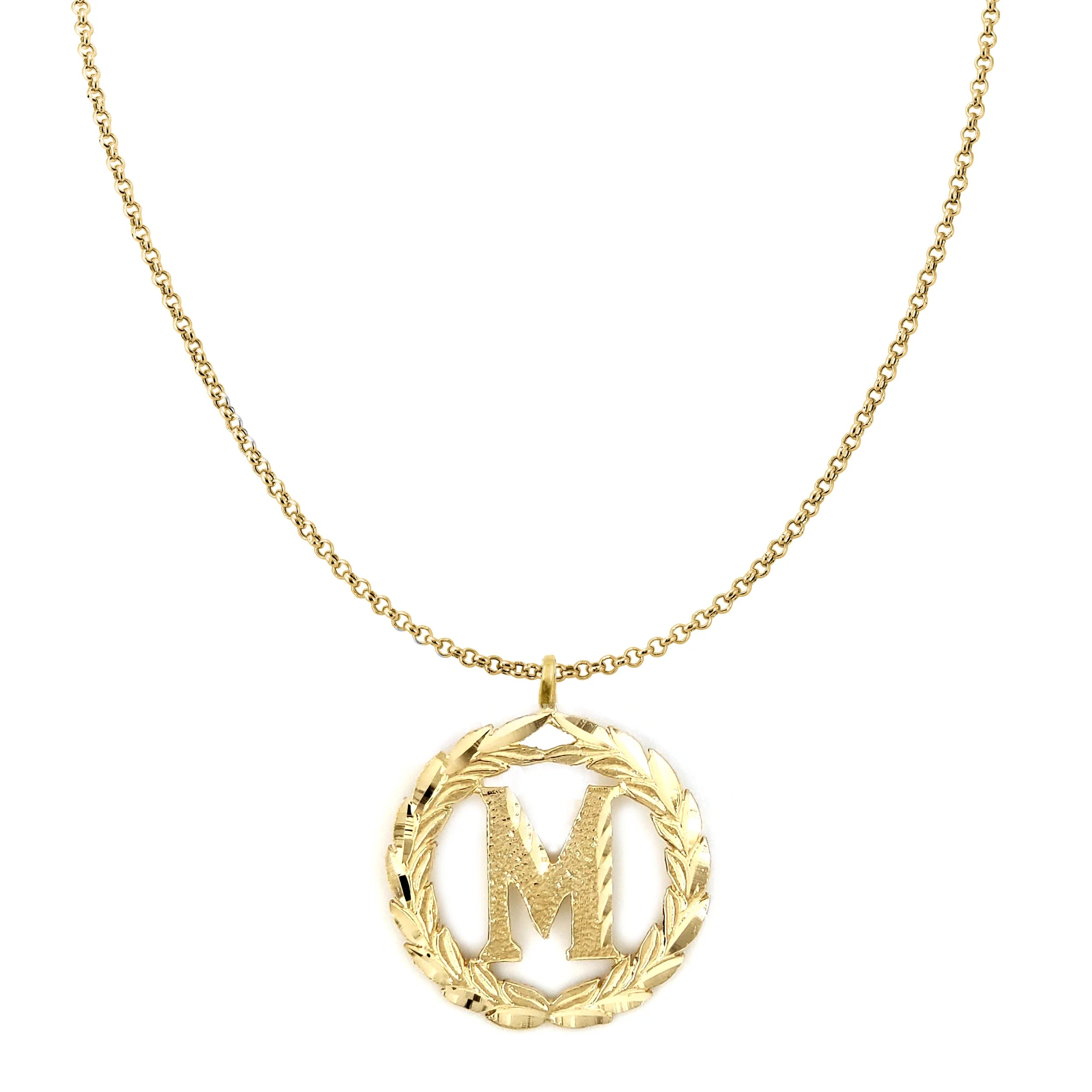 14K Yellow Gold Initial 'M' Pendant Necklace with 20" Chain W850111