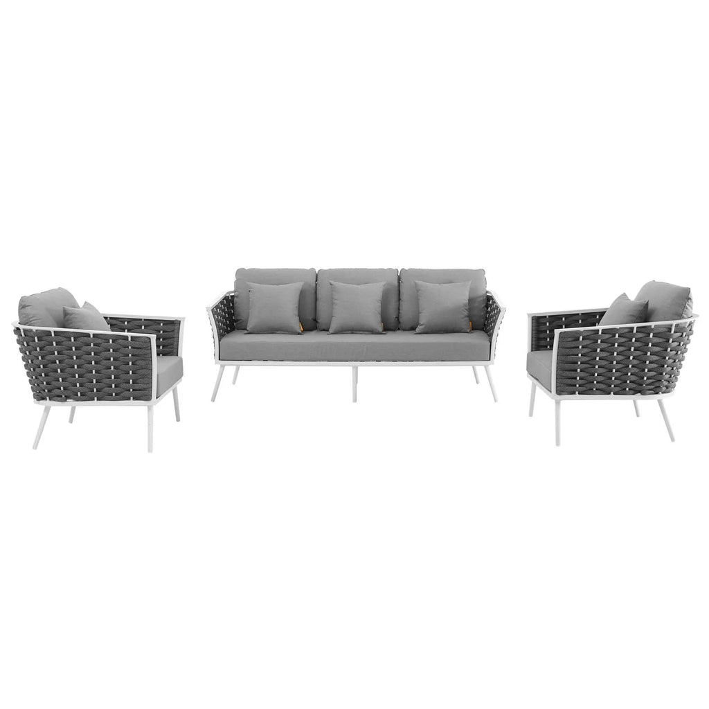 White Gray 3 Piece Aluminum Outdoor Sectional Sofa Set Y569112
