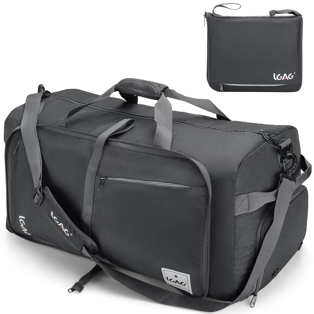 Gray 85L Foldable Waterproof Duffle Bag with Shoe Compartment A723