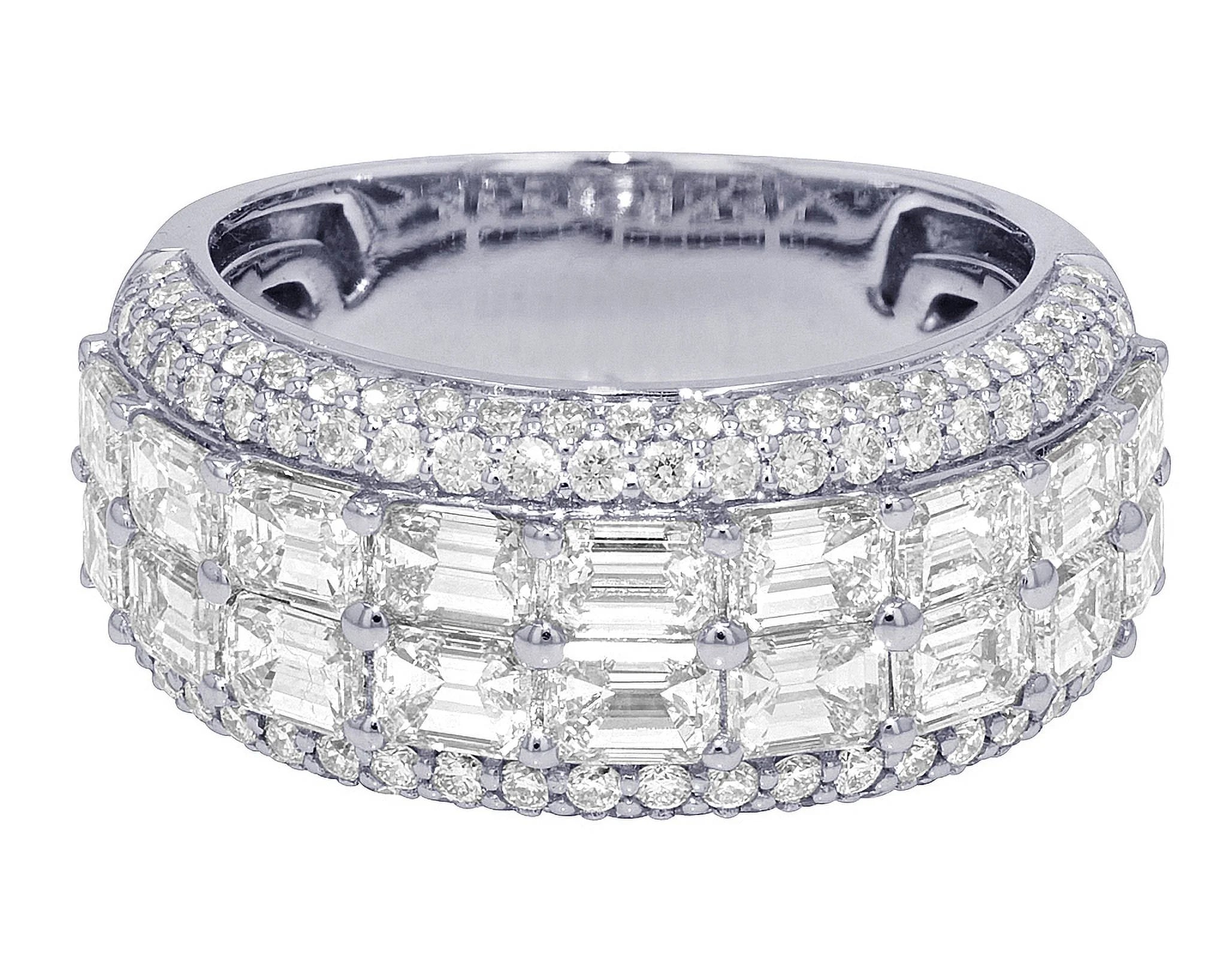Emerald Cut 5.15 CT VVS Diamond Band Ring White Gold Z306