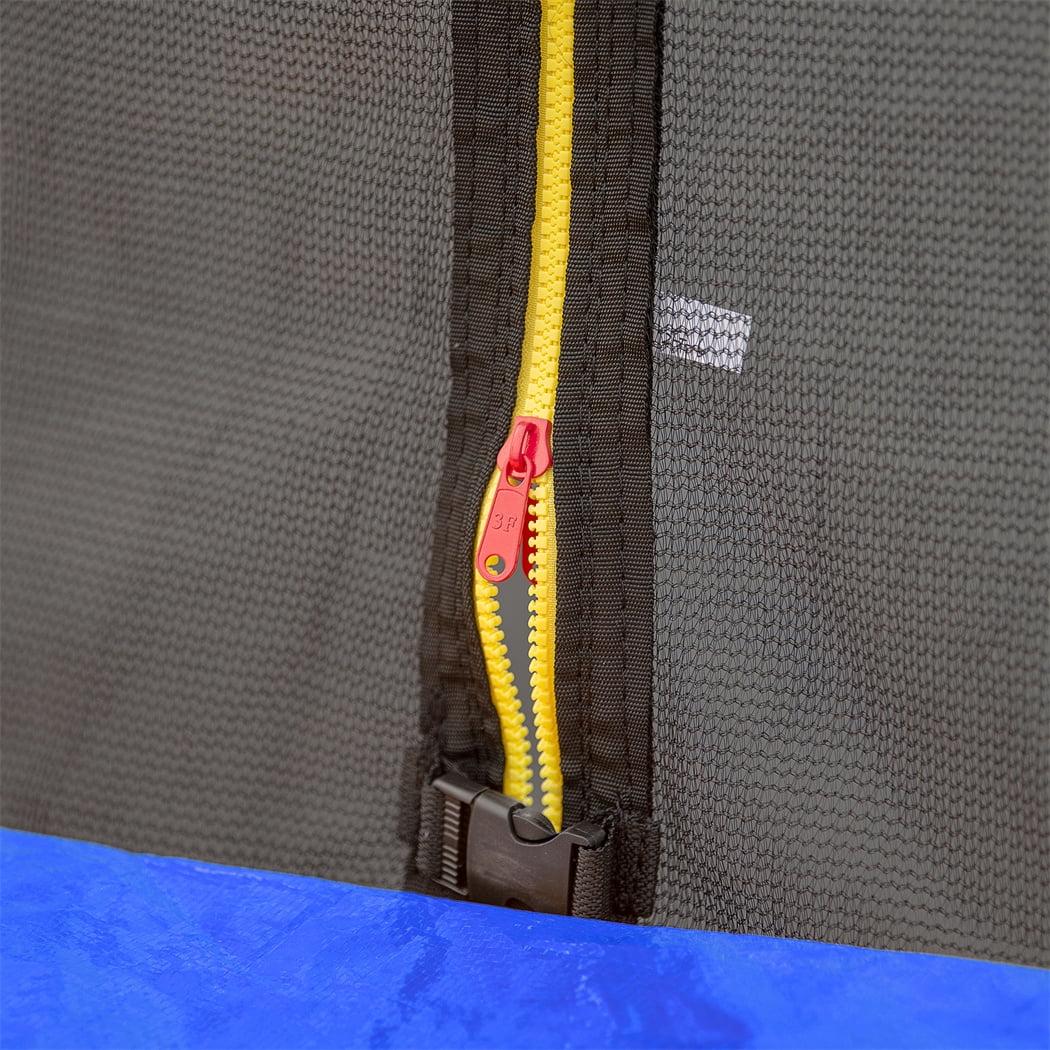 10FT Trampoline with Basketball Hoop Inflator and Ladder, Safety Enclosure Net, Blue E481102