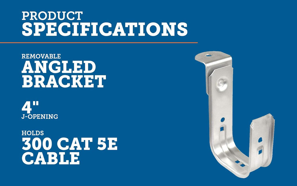 25 Pack Zinc Plated Steel Ceiling Mount J-Hook with Removable Angle Bracket Attachment C18850