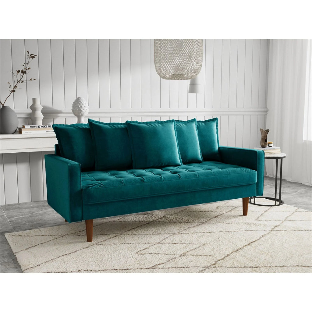 Teal Velvet Upholstered Sofa F628418