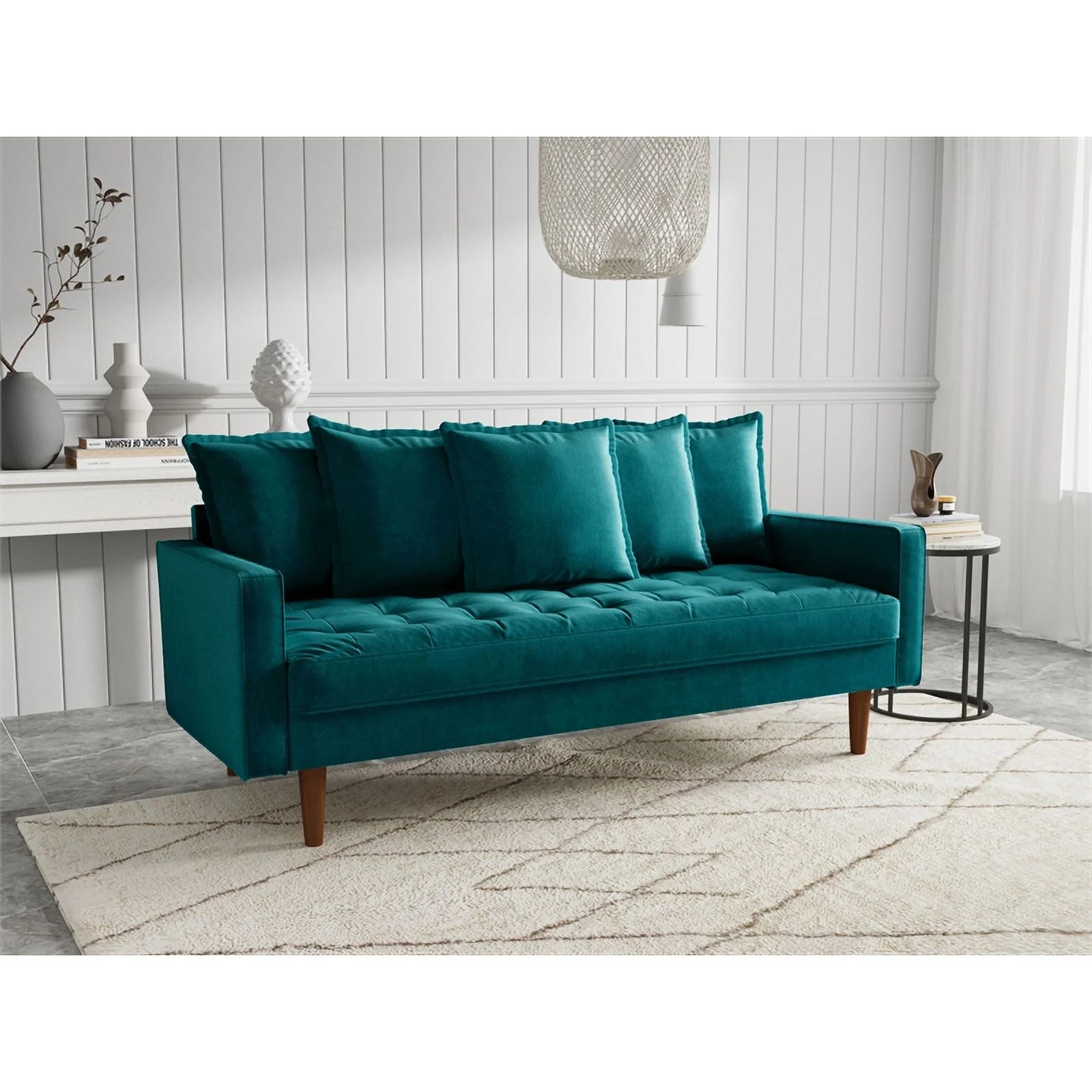 Teal Velvet Upholstered Sofa F628418