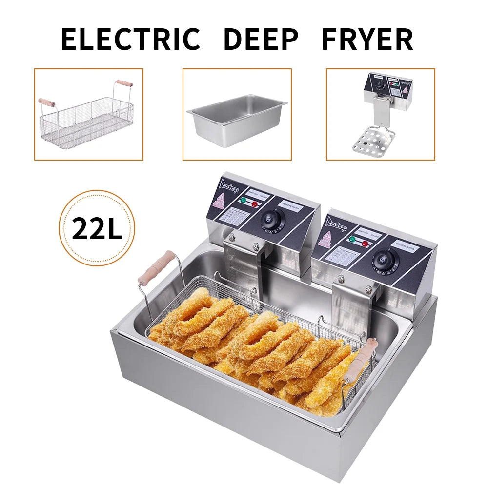 Stainless Steel Electric Deep Fryers with Baskets L4852