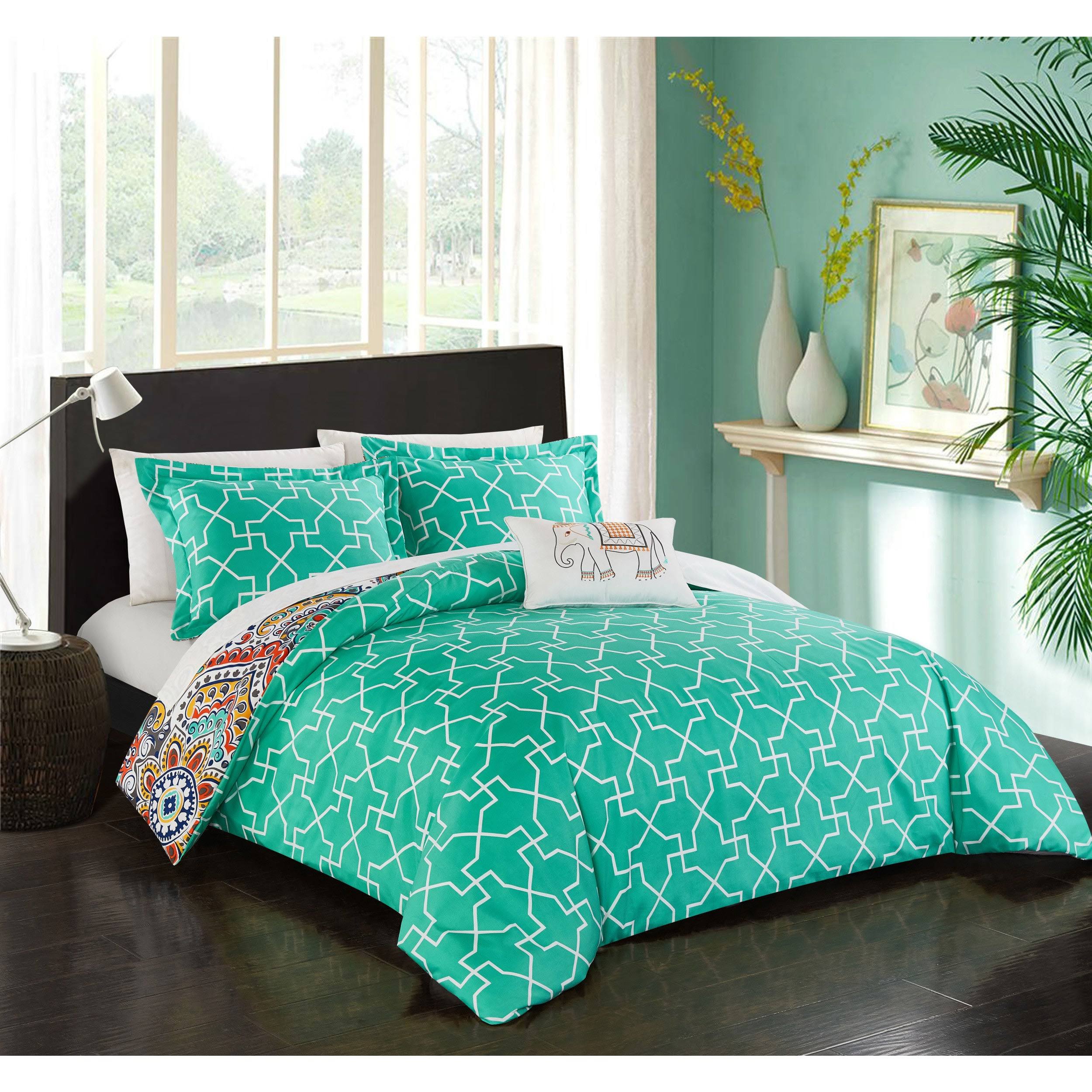 Aqua King Reversible Duvet Cover Set X974649