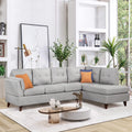 Gray Linen L-Shape Sectional Sofa with Chaise Lounge Q355