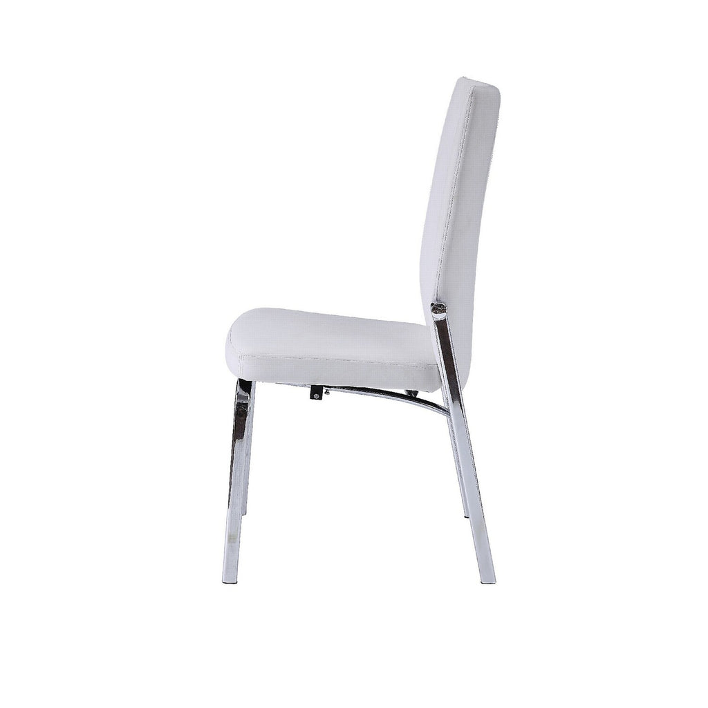White Chrome Faux Leather Dining Chair Set of 2 I86414