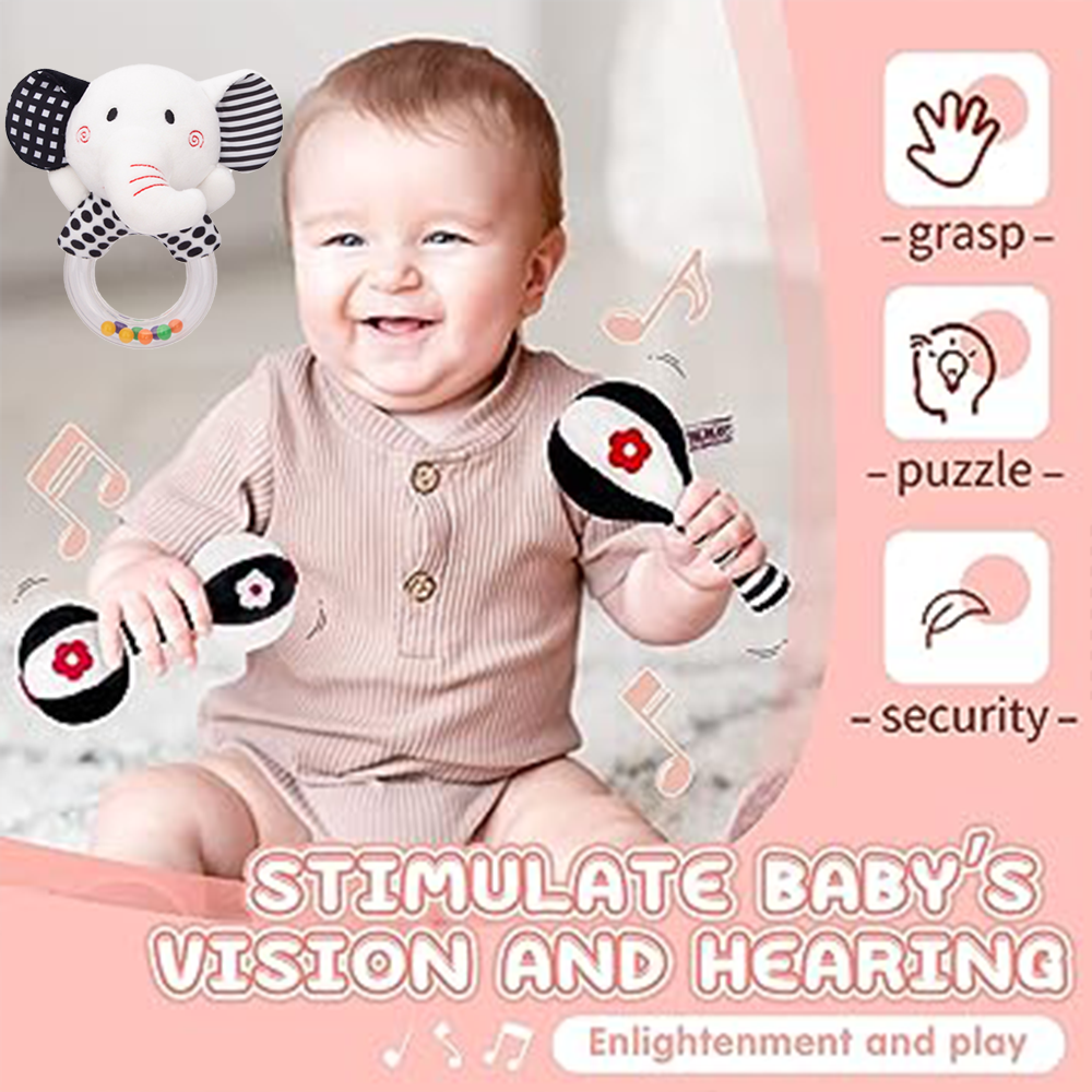 3Pcs Black & White Baby Rattles Set L68730
