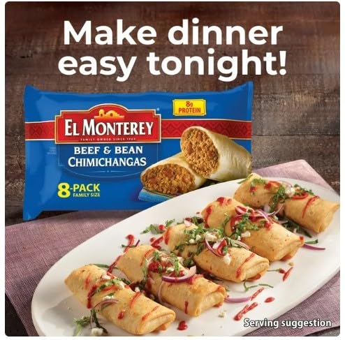 Beef & Bean Chimichangas 32 oz 8 Count Frozen Pack of 3 T808