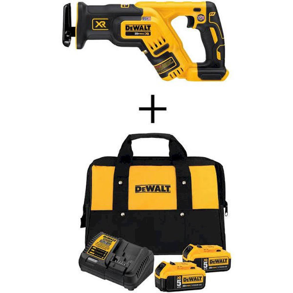 20-Volt Max Cordless Brushless Compact Reciprocating Saw with 2 Batteries 5.0Ah & Charger R7637
