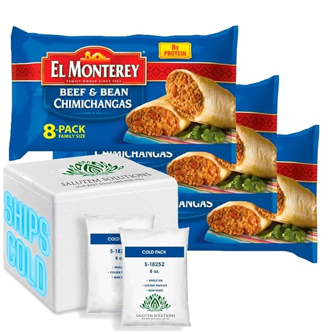 Beef & Bean Chimichangas 32 oz 8 Count Frozen Pack of 3 T808