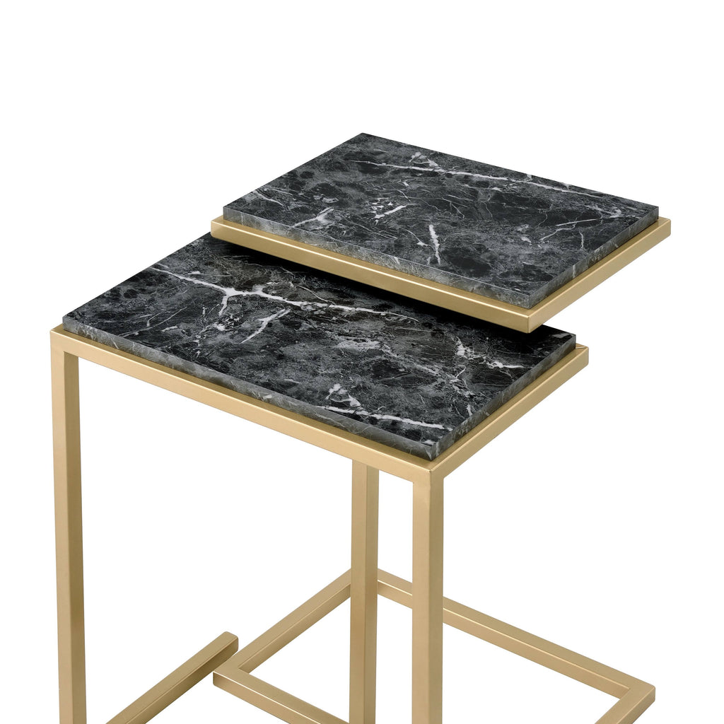 Gold/Black Faux Marble Top Nesting Tables L910556