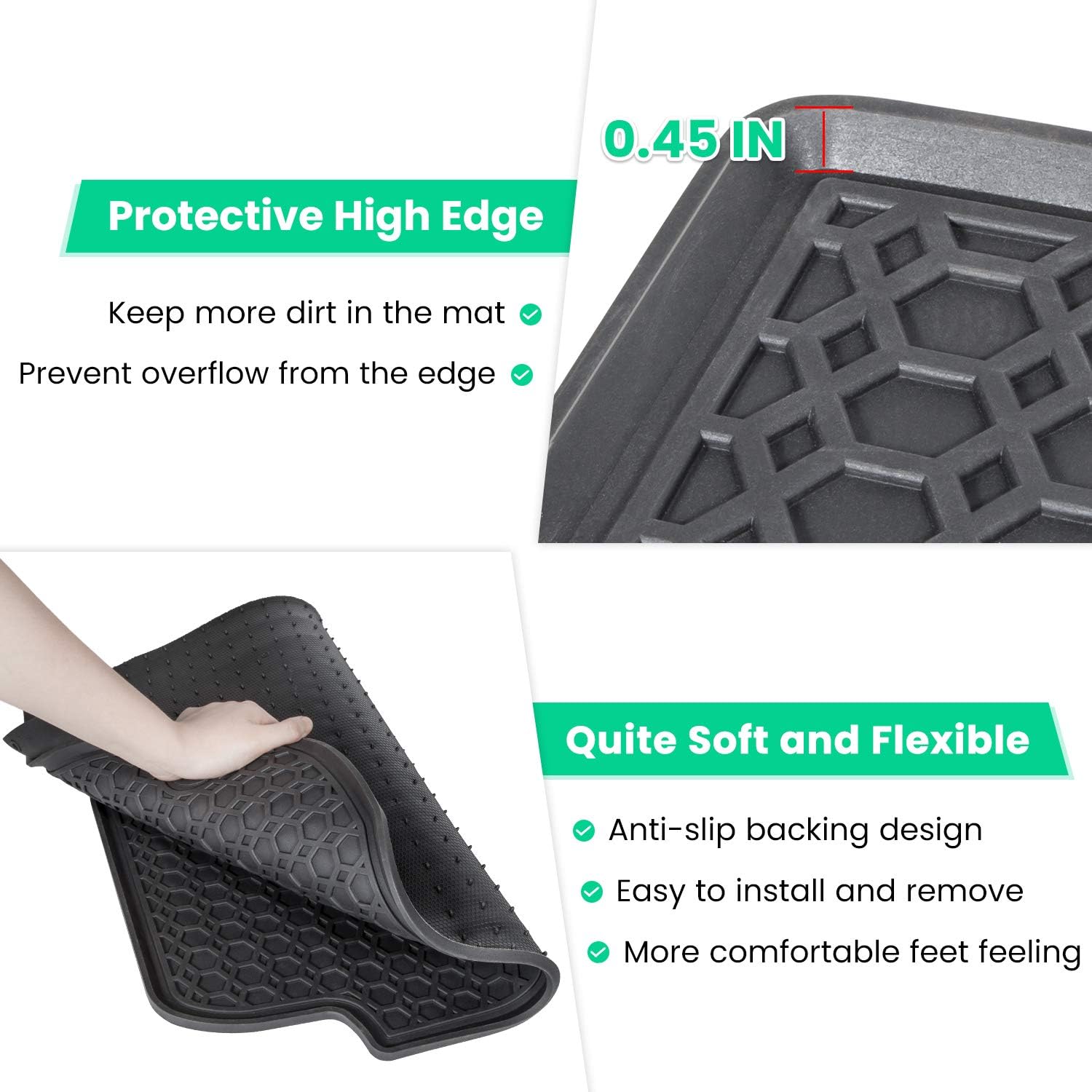 Black 4PCS Heavy Duty Rubber Floor Mat X167681