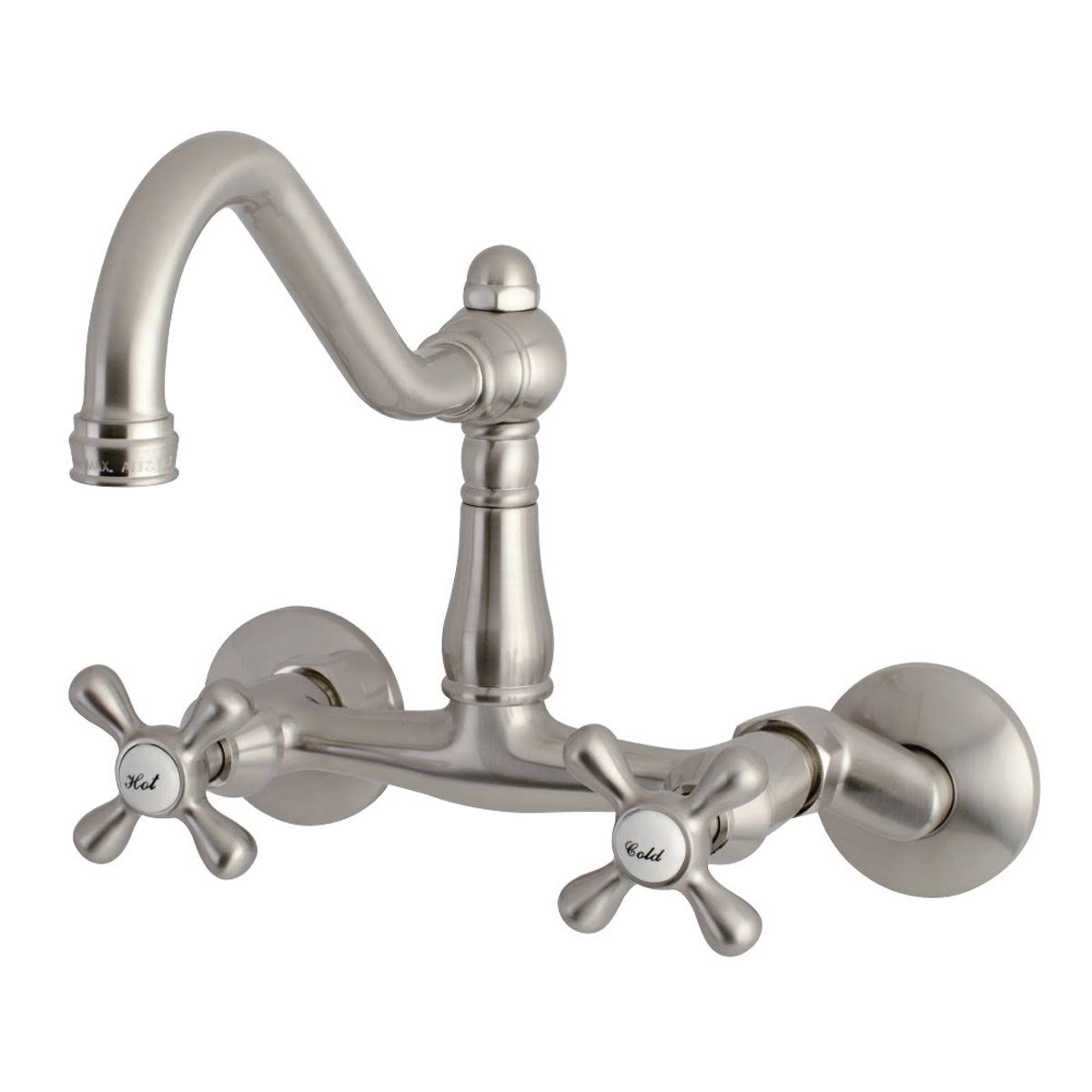 Vintage Adjustable Center Wall Mount Kitchen Faucet, Matte Black W24000