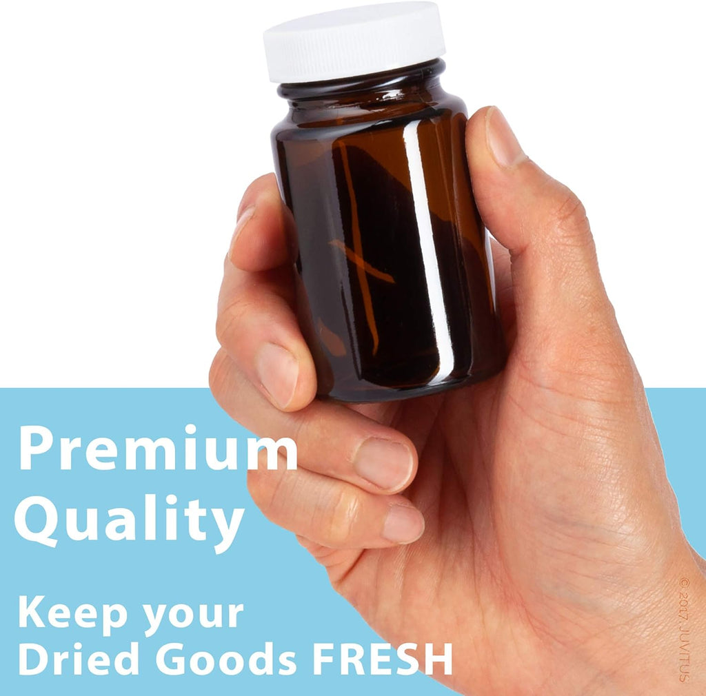 Amber Glass Wide Mouth Packer Bottle With White Ribbed Lid (6 Pack) N6521