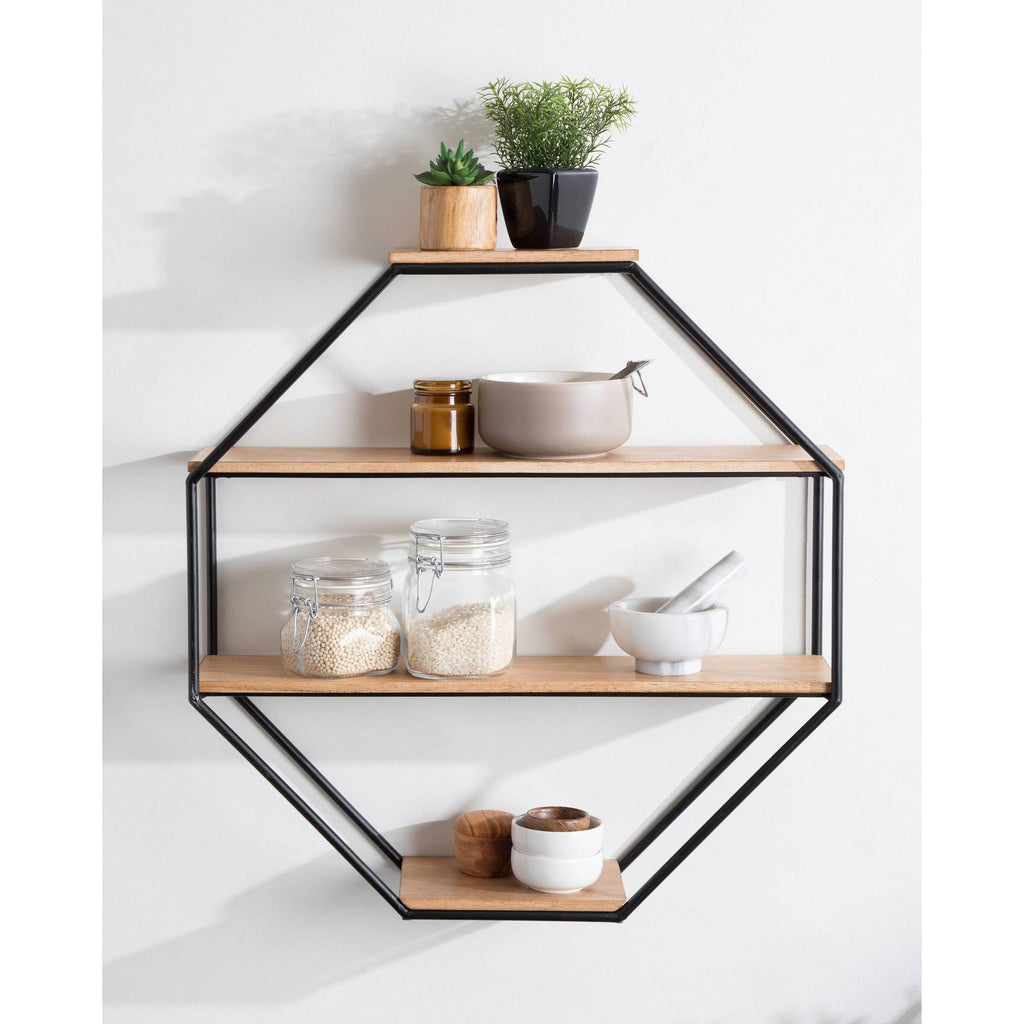 Octagon Floating Wall Shelf Rustic Brown 24x24 F893