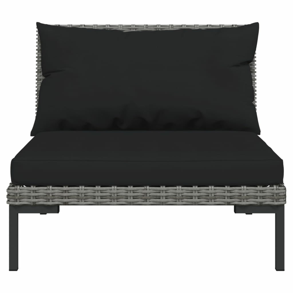 3 Piece Poly Rattan Dark Gray Sectional Sofa Set S6844
