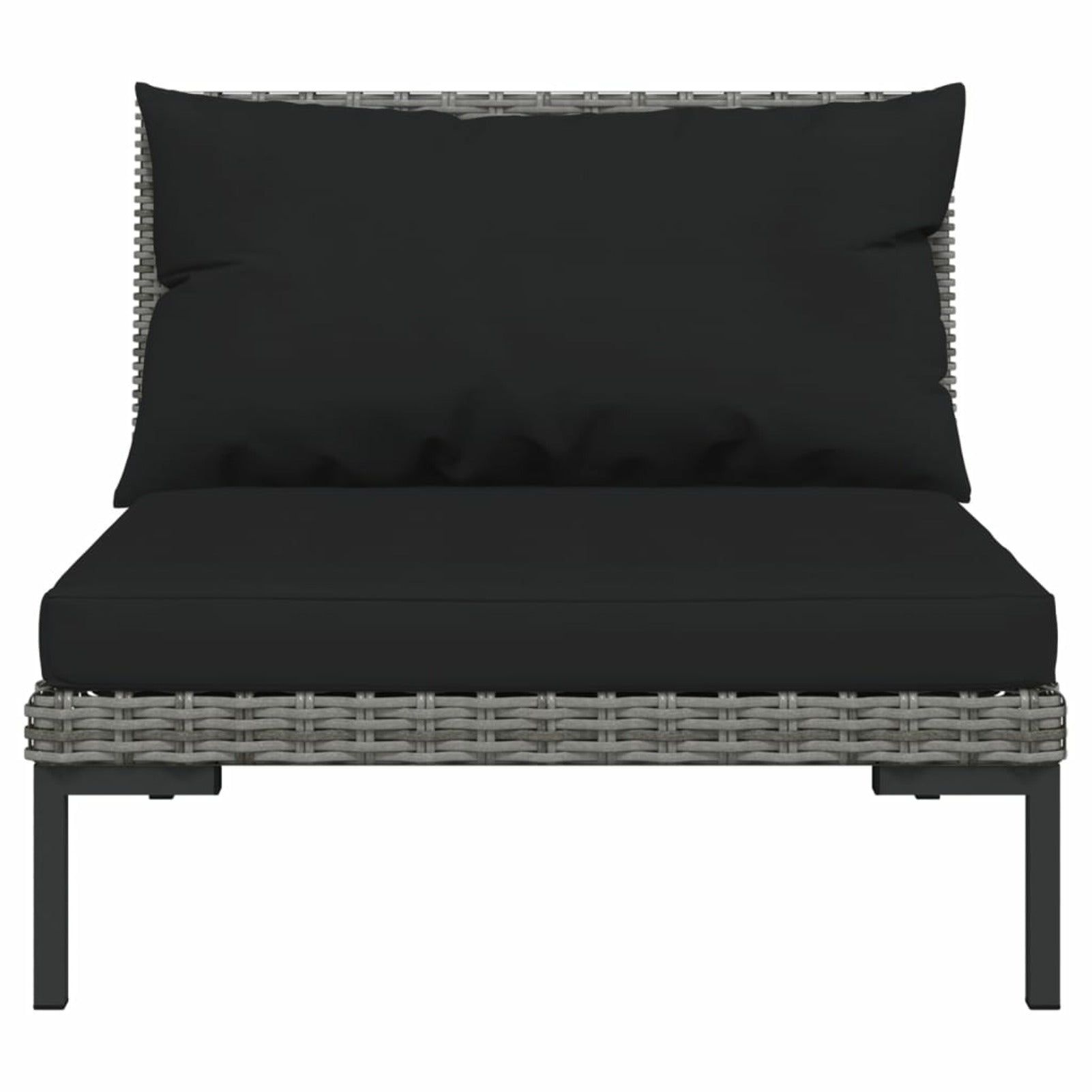 3 Piece Poly Rattan Dark Gray Sectional Sofa Set S6844