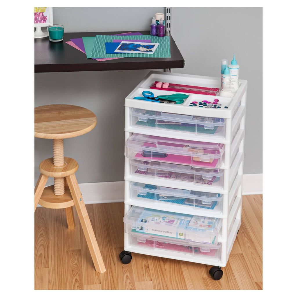 White Scrapbook Cart with Organizer Top X6238