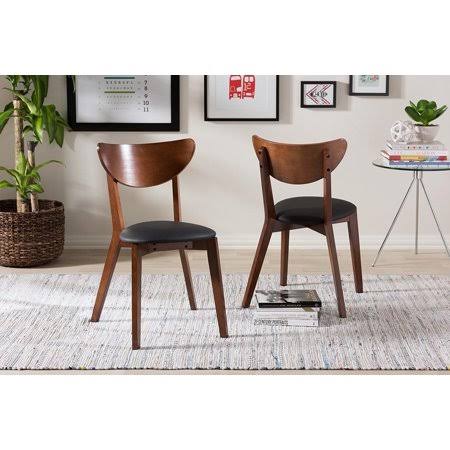 Mid-Century 2 Dining Chair Wood Walnut Brown I167052