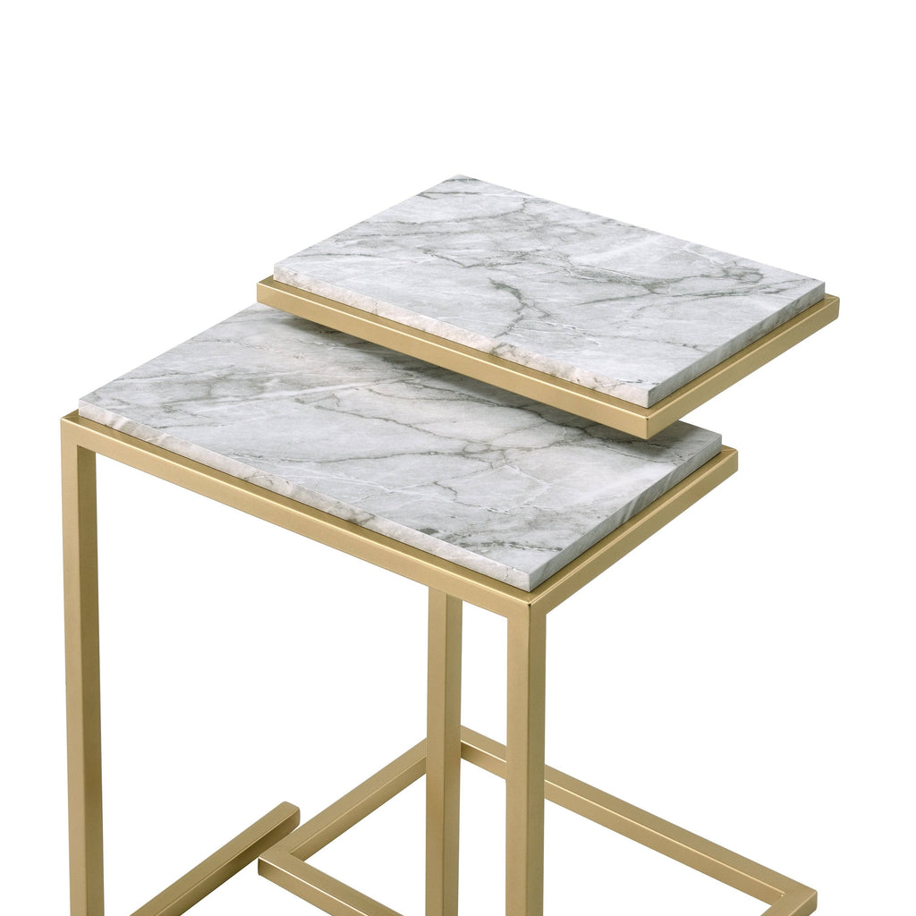 Gold/Black Faux Marble Top Nesting Tables L910556