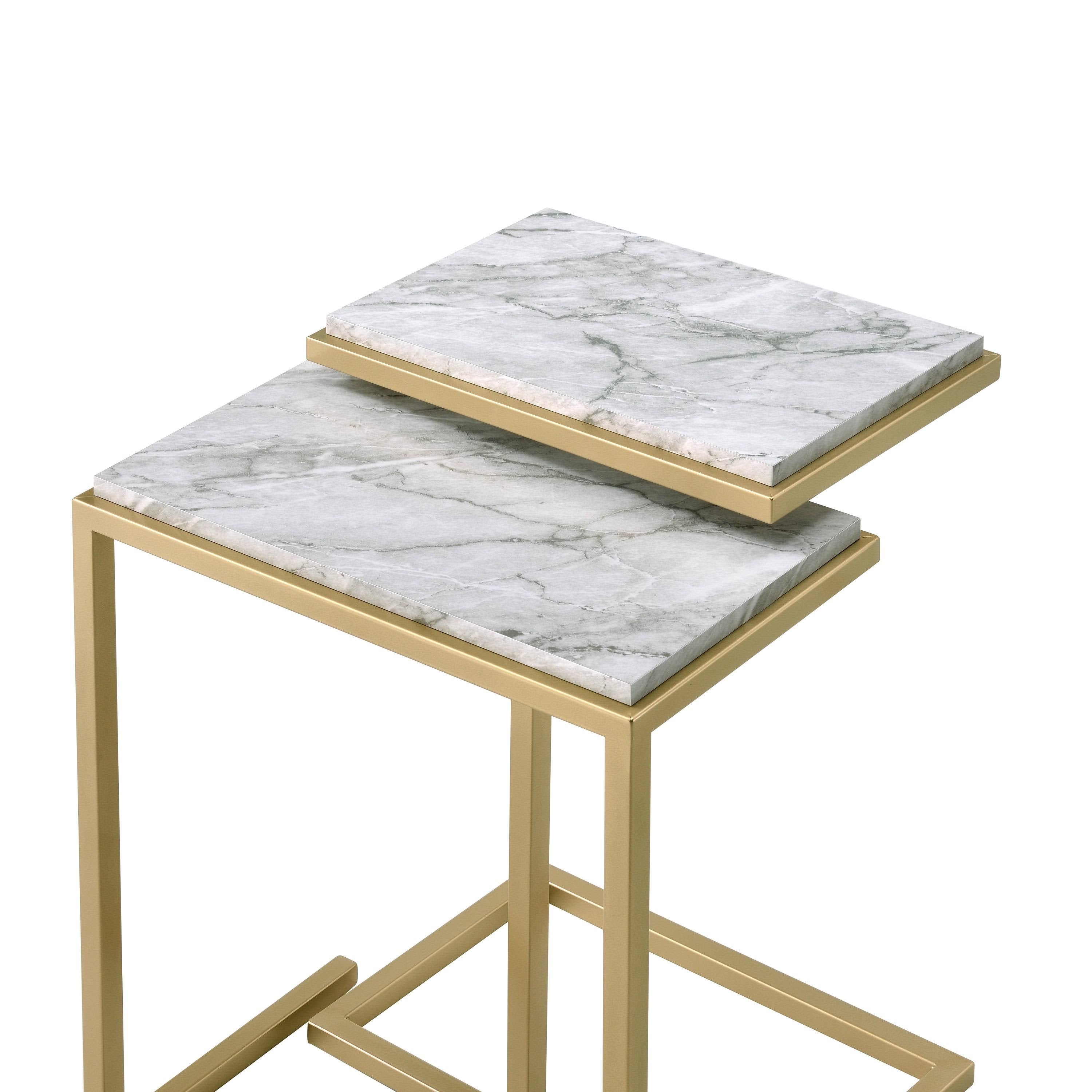 Gold/Black Faux Marble Top Nesting Tables L910556