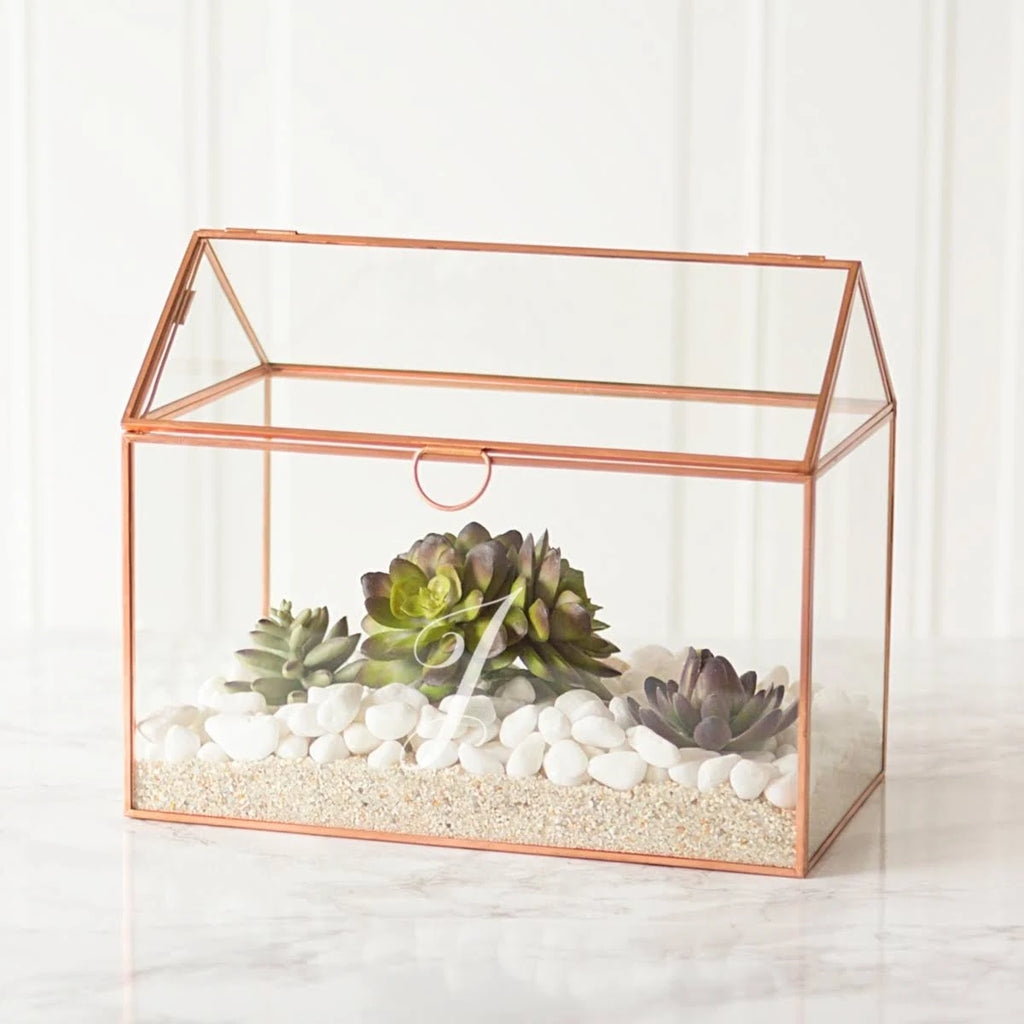 Rose Gold Glass Terrarium Card Holder B333