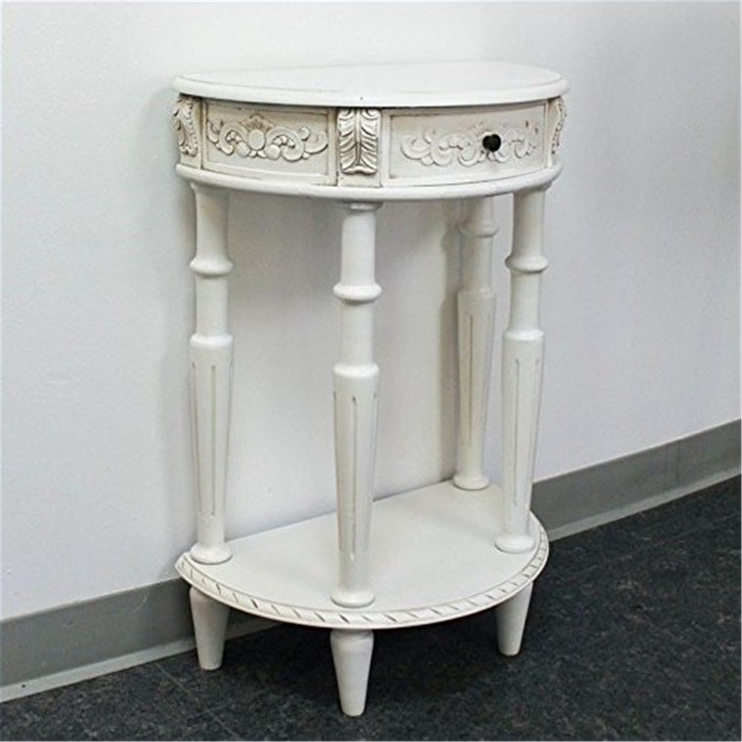 Antique White Half Moon Console Table O519