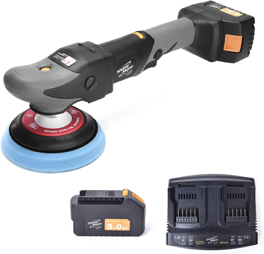 Cordless Rotary Polisher Kit 5 Inch with 2 Pcs Li-Ion Batteries 18v 5Ah Y47810