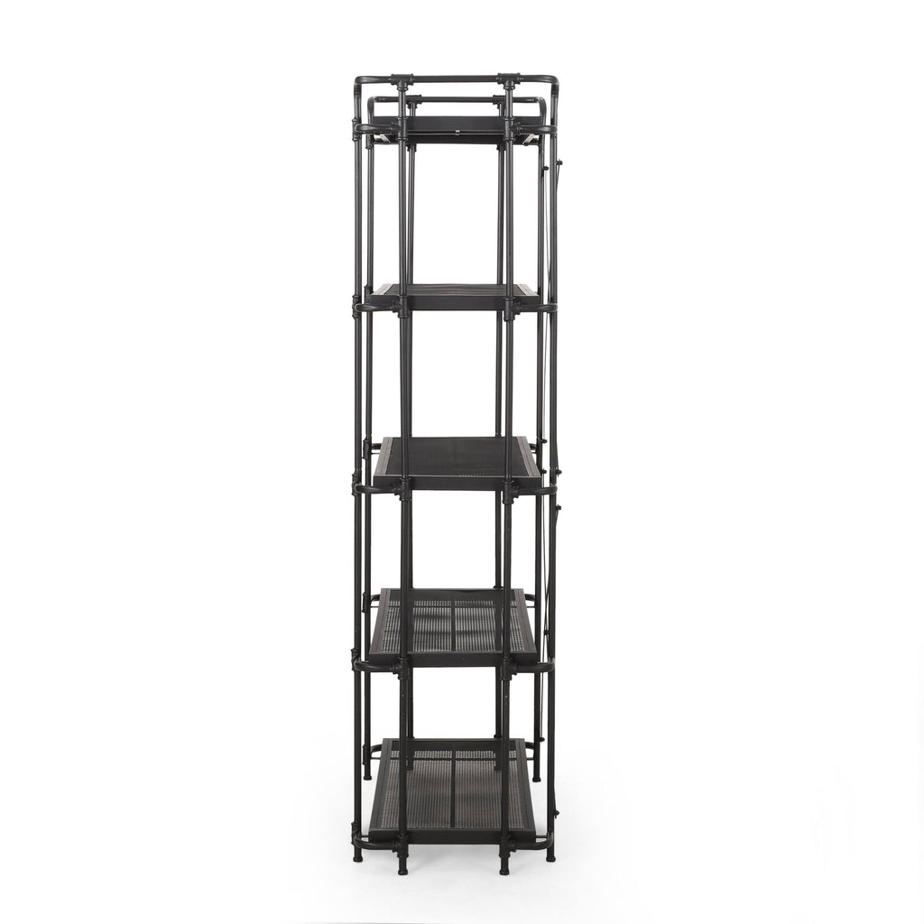 5-Shelf Industrial Metal Pipe Bookcase I3787
