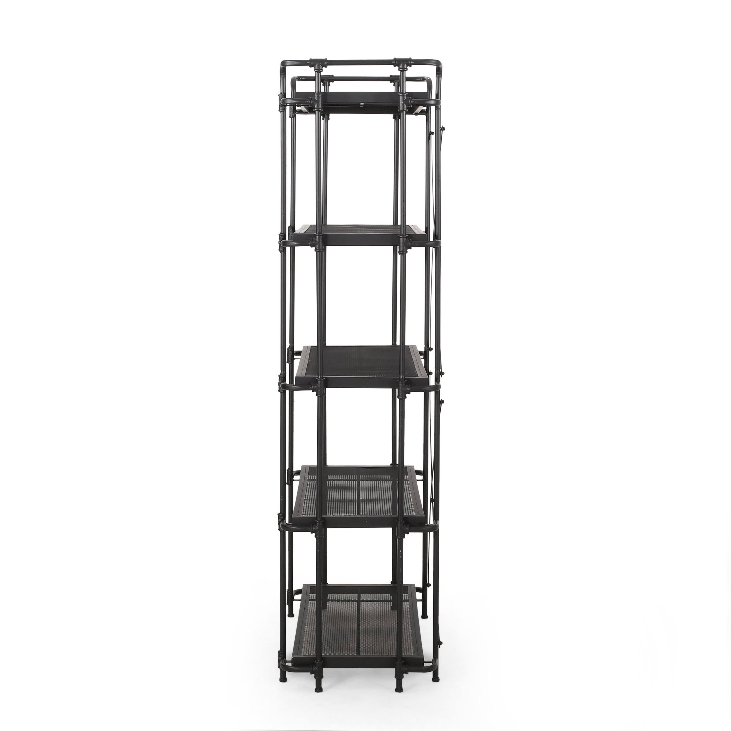 5-Shelf Industrial Metal Pipe Bookcase I3787